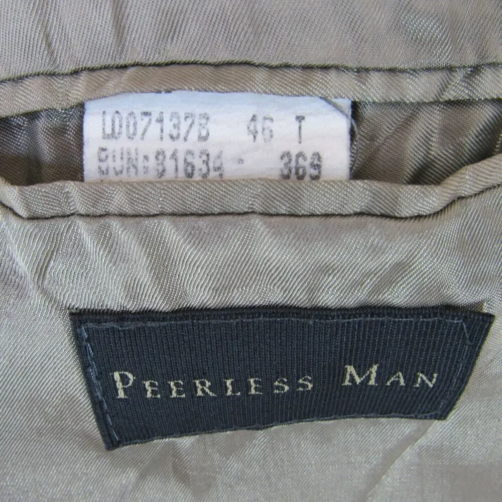 Men's Blazer Jacket Size 46T 3 Button Taupe Peerless Man